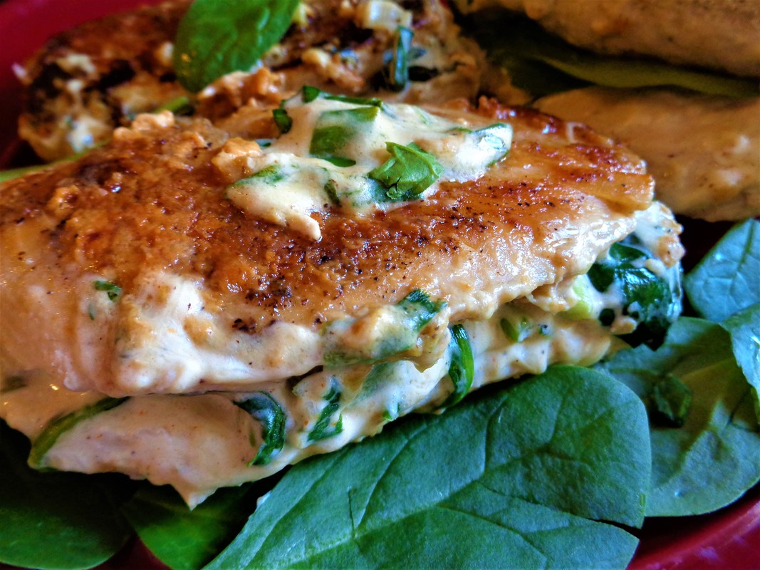 Spinach & Cream Cheese Stuffed Chicken Breasts - Eyes Closed Cooking