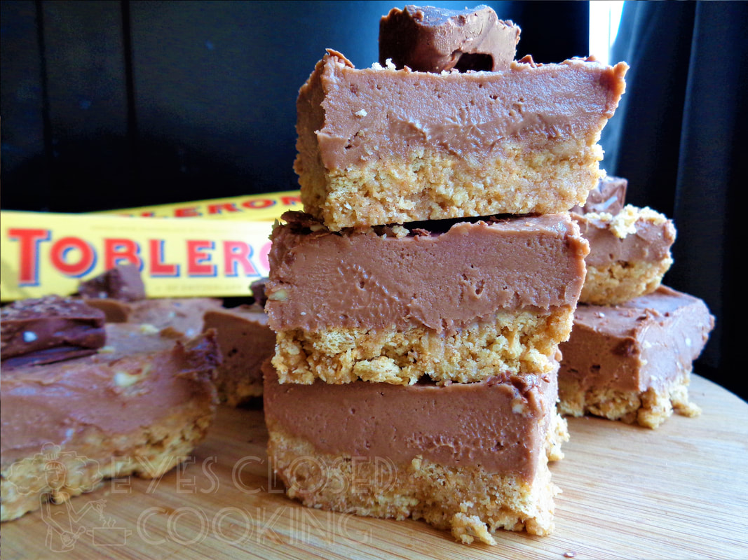 No-Bake Toblerone Cheesecake Bars - Eyes Closed Cooking